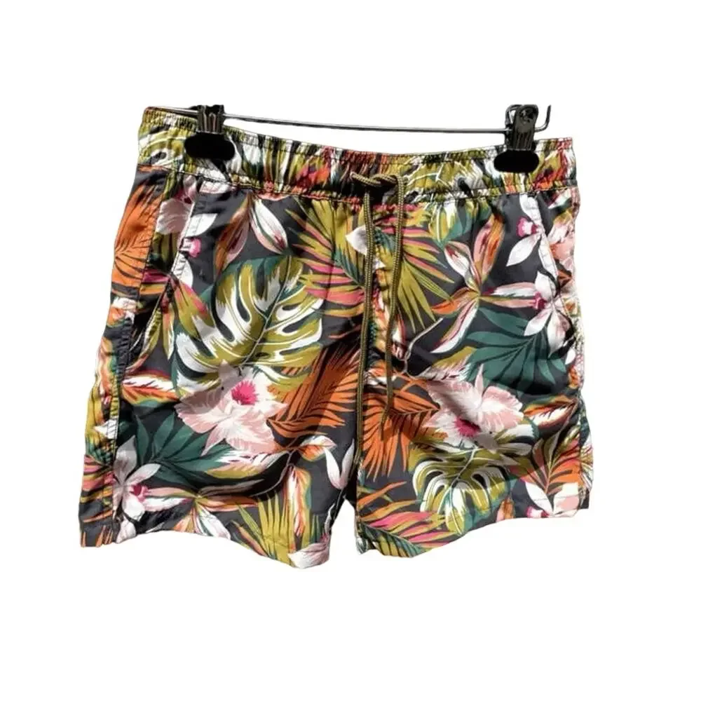 NEW Garnet Hill Men's CCL  UPF 50+ Sun Protect Tropical Swim Trunks Bathing Suit